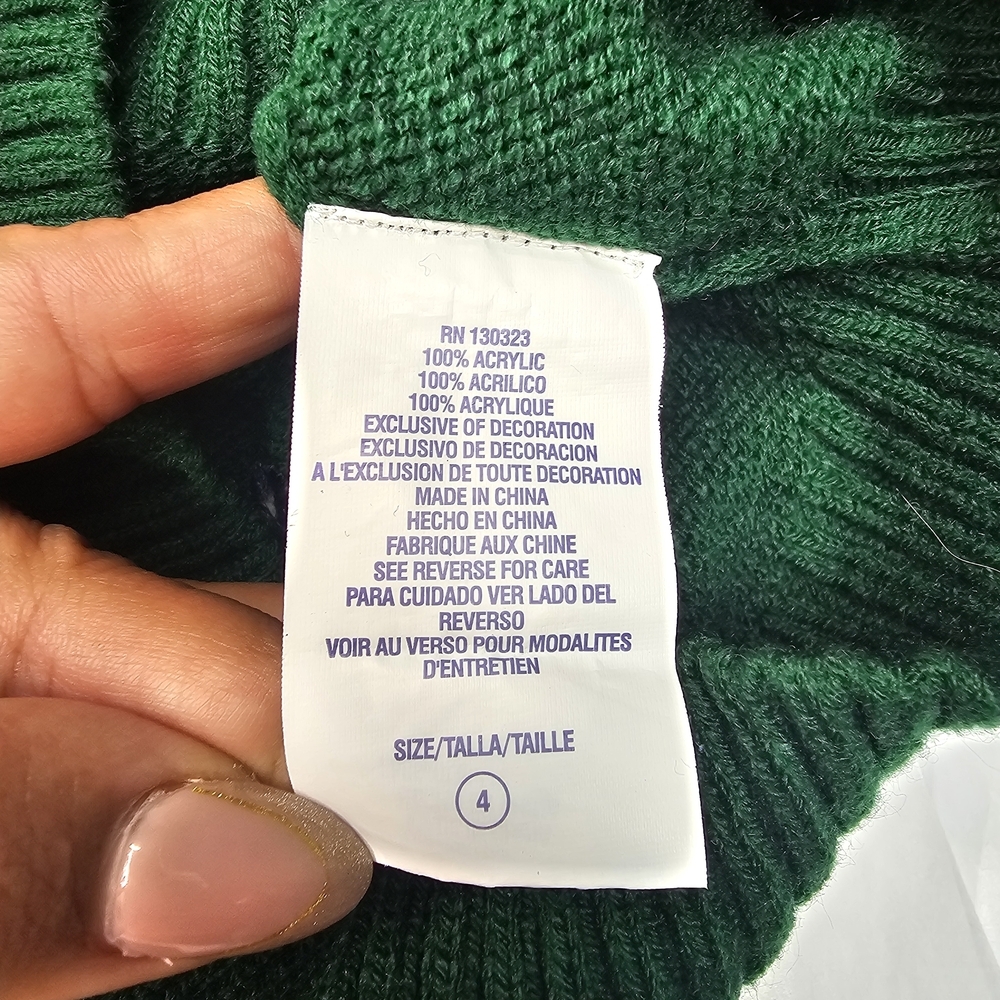U.S. Polo Assn. Green Knit Quarter Zip Sweater Kids Size 4 Preppy Vintage - Picture 7 of 8